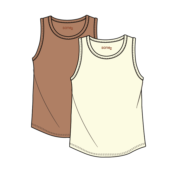 Piper Top - Set of 2 Tank Tops - Brown and Ecru Colors - SANEZ
